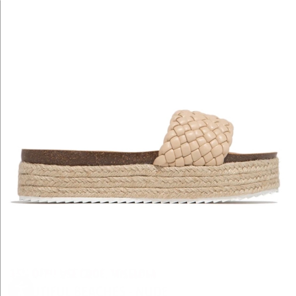 Beige Braided One Band Platform Slip On Sandal - Picture 8 of 10